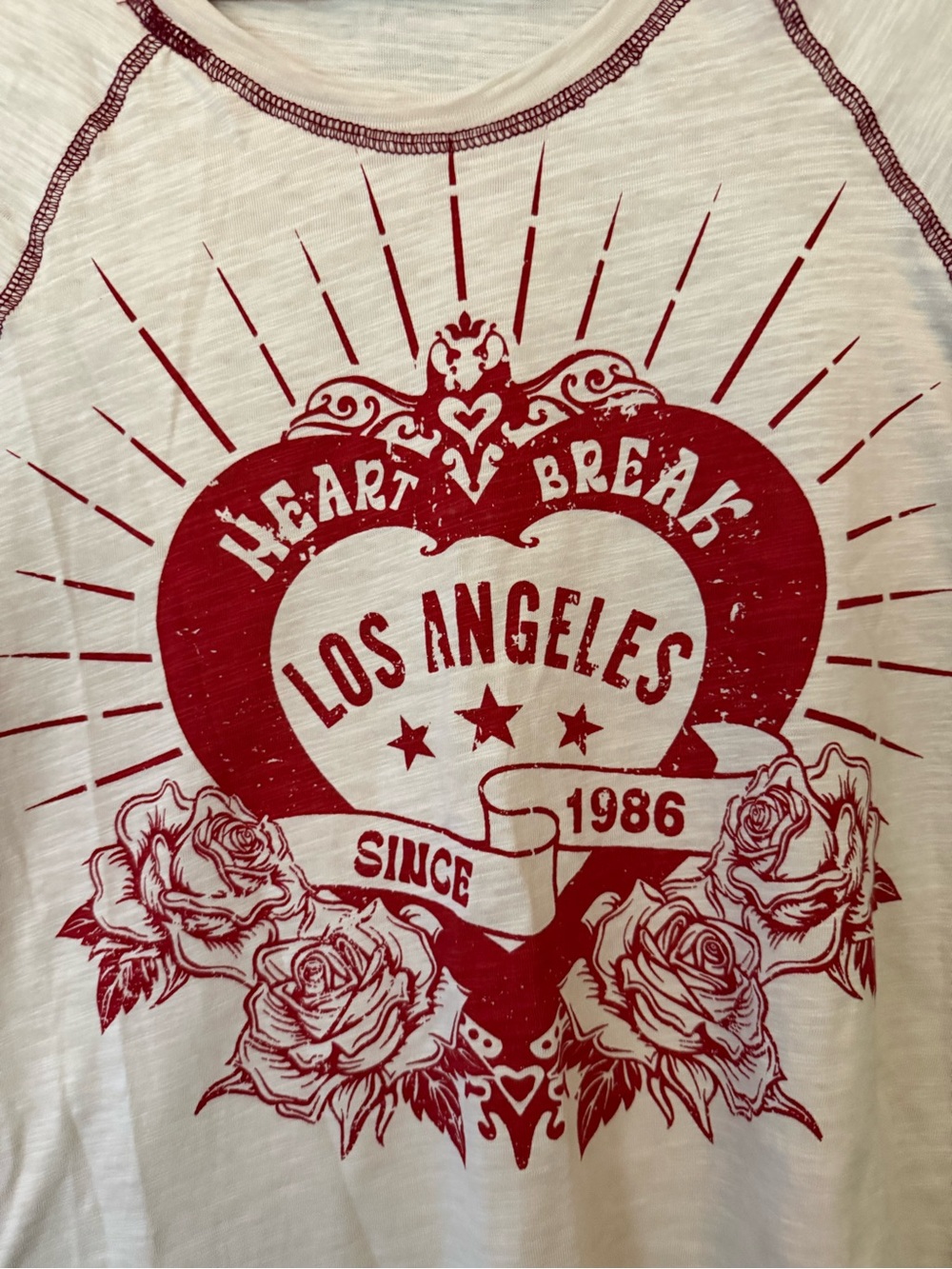 Women’s Heartbreak Los Angeles Graphic Tee - Red on Cream